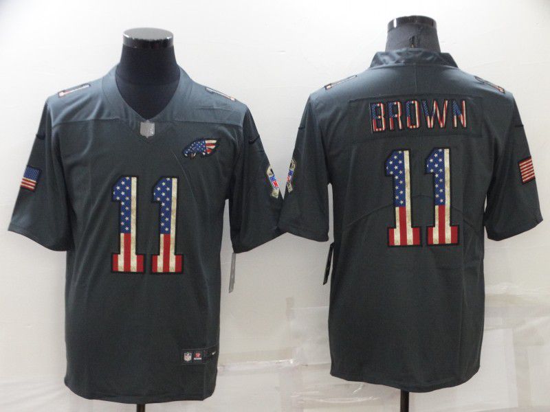 Men Philadelphia Eagles #11 Brown Black National Flag 2022 Nike Limited Vapor Untouchable NFL Jersey